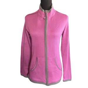 REI Rendezvous Coolmax Full Zip Sweater in Plum Wine/Coal, Size Small, Cabincore